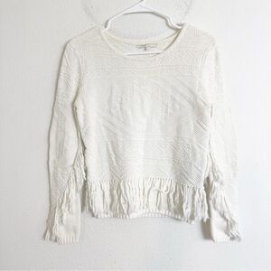Maje cream knit fringe sweater